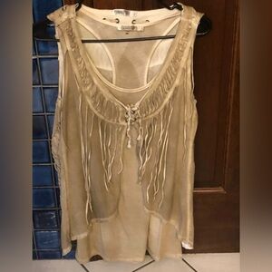 Fun fringed Boho tank vest set 
Size large